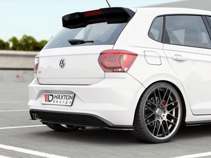 Maxton Design Rear Splitter (Vertical Bars) Volkswagen Polo GTI / R-Line Mk6 - Carbon Look