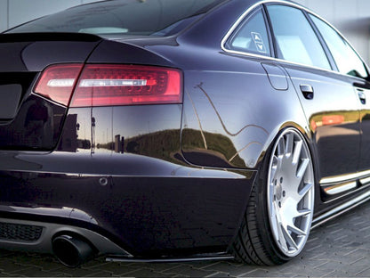 Maxton Design Rear Side Splitters Audi A6 C6 S-line Facelift Sedan (2008-2011) - Carbon Look