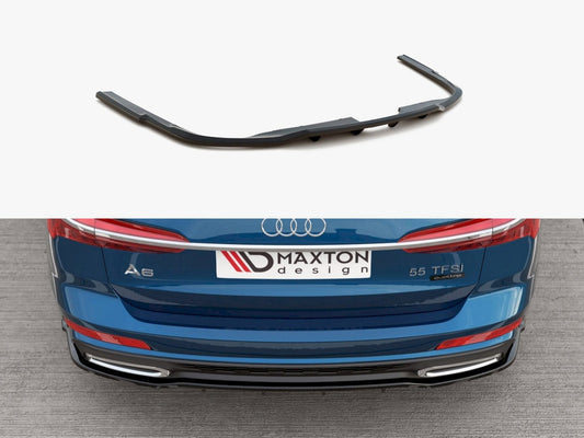 Maxton Design Central Rear Splitter (Vertical Bars) Audi A6 S-Line C8 - Carbon Look