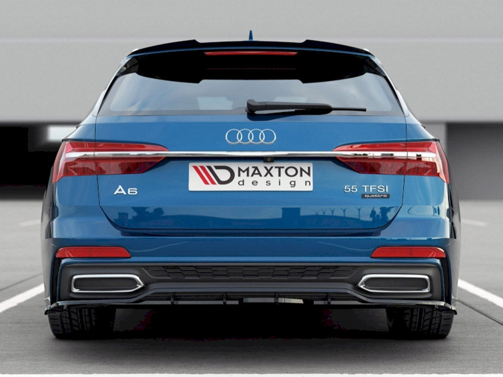 Maxton Design Central Rear Splitter (Vertical Bars) Audi A6 S-Line C8 - Carbon Look