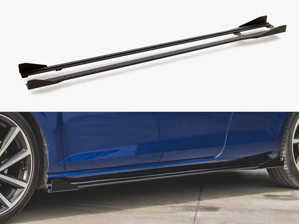 Maxton Design Street PRO Side Skirts Diffusers + Flaps Volkswagen Golf R / R-Line Mk7 Facelift