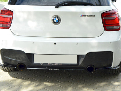 Maxton Design Central Rear Splitter (Vertical Bars) BMW 1 F20 / F21 - Textured