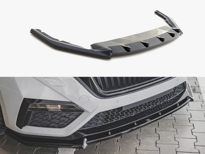 Maxton Design Front Splitter V.1 Skoda Octavia RS Mk4 (2020-) - Carbon Look