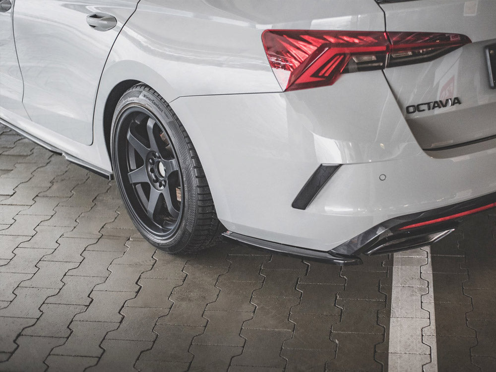Maxton Design Rear Side Splitters V1 Skoda Octavia RS MK4 (2020-) - Carbon Look