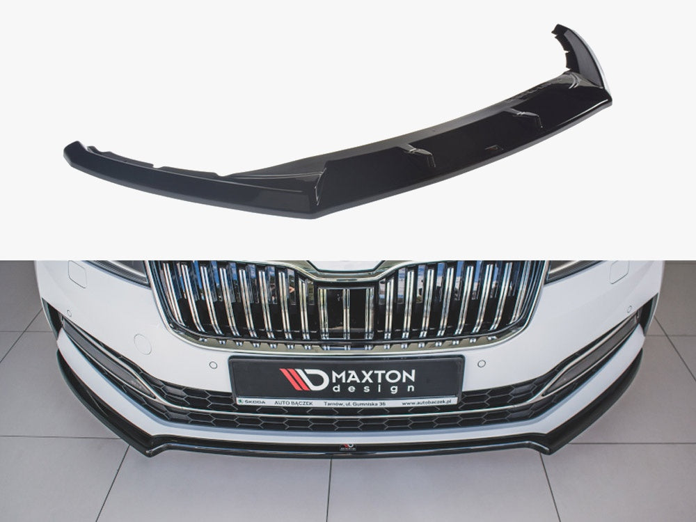 Maxton Design Front Splitter V.2 Skoda Superb MK3 FL (2019-) - Carbon Look
