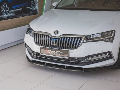 Maxton Design Front Splitter V.2 Skoda Superb MK3 FL (2019-) - Carbon Look