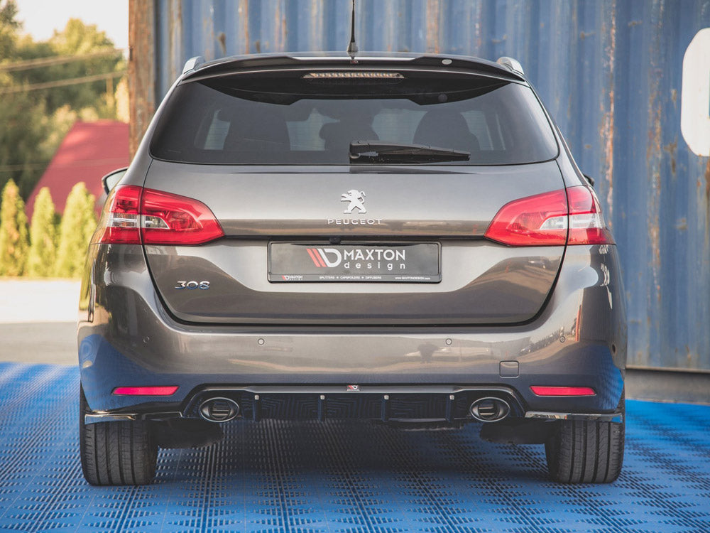 Maxton Design Rear Valance + Exhaust Ends Imitation Peugeot 308 SW Mk2 Facelift TEXTURED