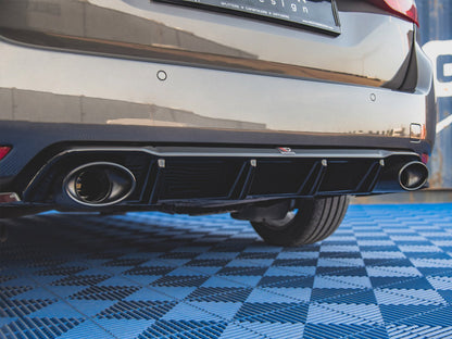 Maxton Design Rear Valance + Exhaust Ends Imitation Peugeot 308 SW Mk2 Facelift TEXTURED