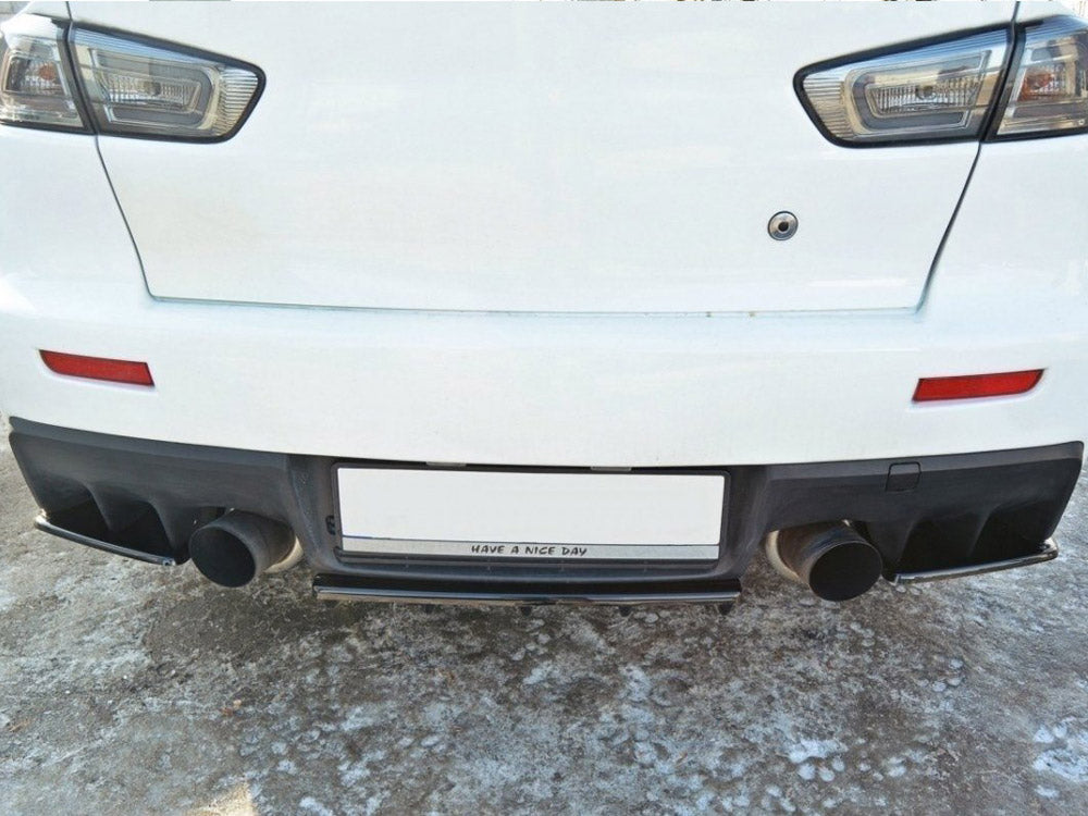 Maxton Design Central Rear Splitter Mitsubishi Lancer EVO X (W/vertical Bars) (2007-2015)