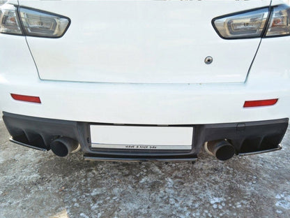 Maxton Design Central Rear Splitter Mitsubishi Lancer EVO X (W/vertical Bars) (2007-2015)