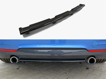 Maxton Design Central Rear Splitter (Vertical Bars) BMW 4 Coupe / Gran Coupe / Cabrio M-Pack F32 / F36 / F33 - Carbon Look