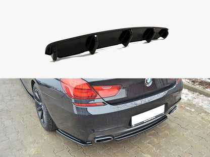 Maxton Design Central Rear Splitter (Vertical Bars) BMW 6 Gran Coupe M-Sport - Textured