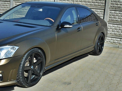 Maxton Design Side Skirts Diffusers Mercedes S-class W221 AMG LWB - Carbon Look