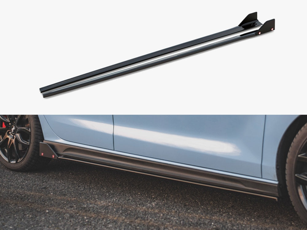 Maxton Design Side Skirts Diffusers V.5 + Flaps Hyundai I30 N Mk3 / Mk3 FL Hatchback / Fastback