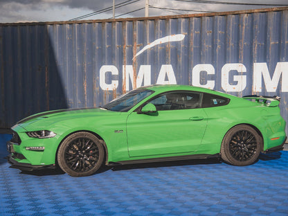 Maxton Design Street PRO Side Skirts Diffusers V.1 + Flaps Ford Mustang GT Mk6 Facelift - Black-Red + Gloss Flaps