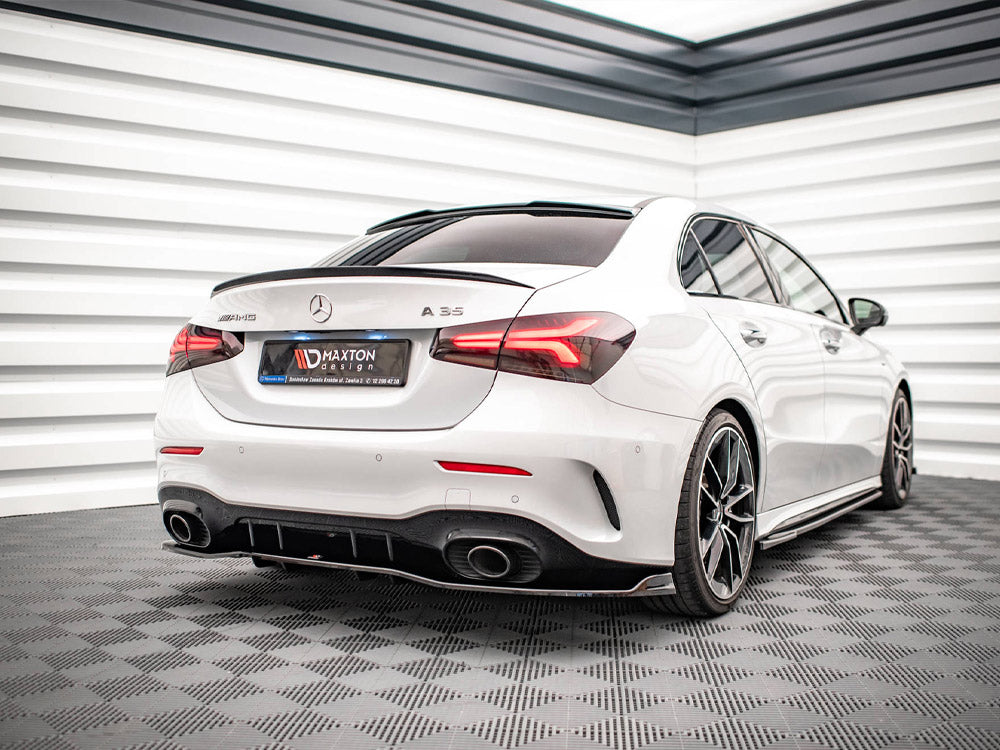 Maxton Design Rear Splitter (Vertical Bars) V.2 Mercedes A 35 AMG Sedan V177 - Textured