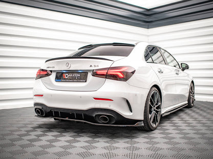 Maxton Design Rear Splitter (Vertical Bars) V.2 Mercedes A 35 AMG Sedan V177 - Textured