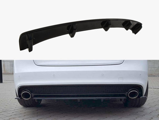Maxton Design Central Rear Splitter (Vertical Bars) Audi A5 S-line 8T FL Coupe / Sportback - Textured