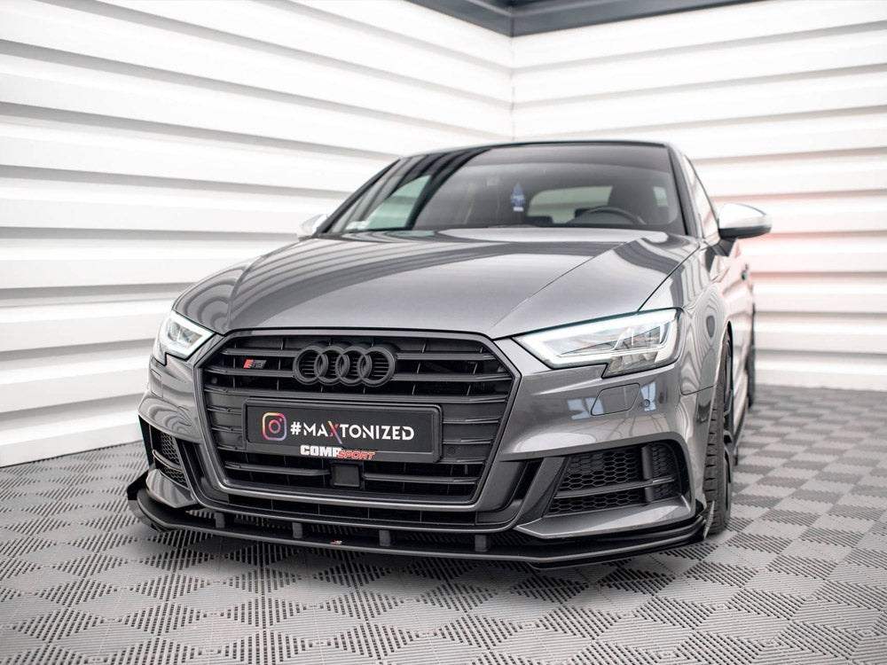 Maxton Design Street PRO Front Splitter V.1 + Flaps Audi S3 / A3 S-Line Sportback 8V Facelift