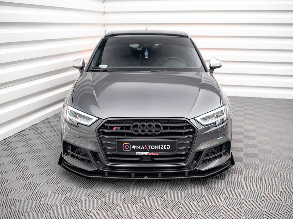 Maxton Design Street PRO Front Splitter V.1 + Flaps Audi S3 / A3 S-Line Sportback 8V Facelift