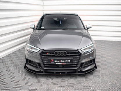 Maxton Design Street PRO Front Splitter V.1 + Flaps Audi S3 / A3 S-Line Sportback 8V Facelift
