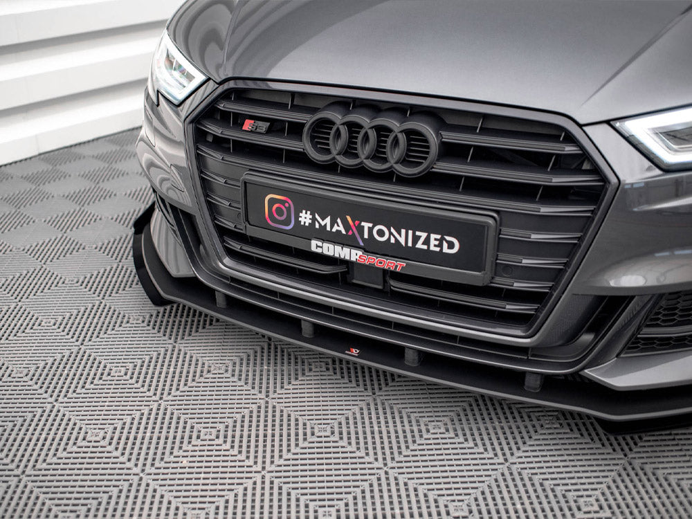Maxton Design Street PRO Front Splitter V.1 + Flaps Audi S3 / A3 S-Line Sportback 8V Facelift