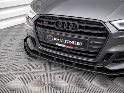 Maxton Design Street PRO Front Splitter V.1 + Flaps Audi S3 / A3 S-Line Sportback 8V Facelift