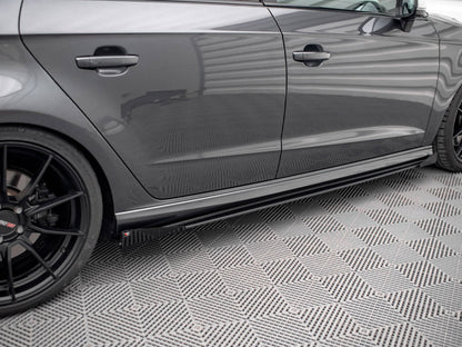 Maxton Design Street PRO Side Skirts Diffusers + Flaps Audi S3 / A3 S-Line Sportback 8V Facelift