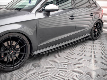 Maxton Design Street PRO Side Skirts Diffusers + Flaps Audi S3 / A3 S-Line Sportback 8V Facelift