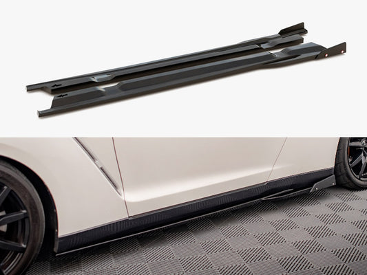 Maxton Design Side Skirts Diffusers + Flaps Nissan GTR R35 1st Facelift
