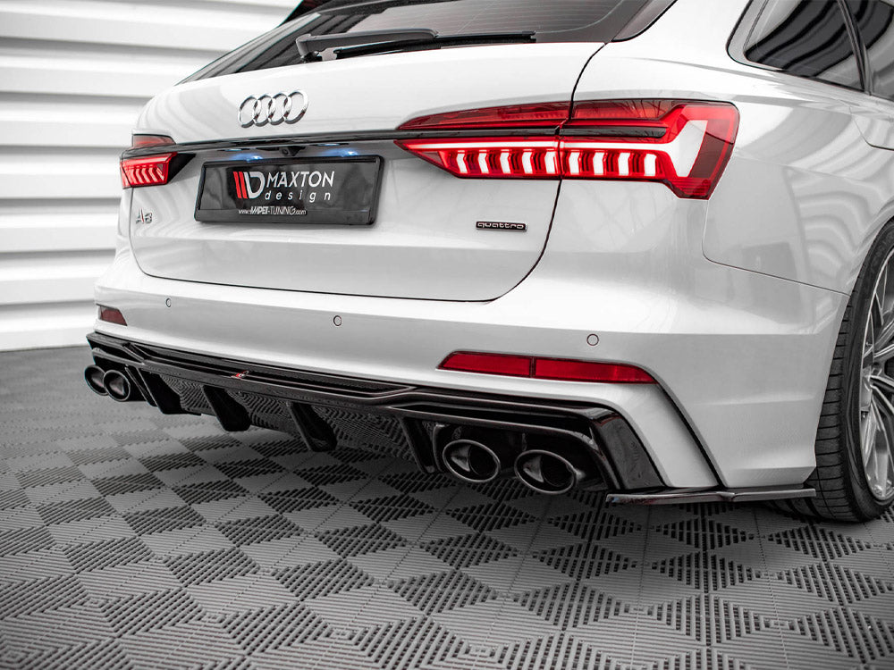Maxton Design Reduced - Rear Valance + Black Exhaust Ends Imitation Audi S6 / A6 S-Line C8