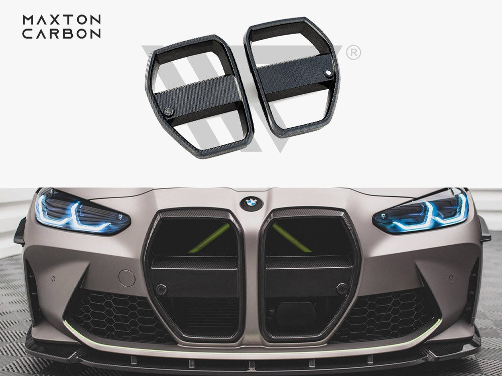 Maxton Design Carbon Fiber Front Grill + License Plate Holder Base BMW M4 G82 / M3 G80