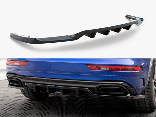 Maxton Design Central Rear Splitter (Vertical Bars) Audi Q5 S-Line SUV Mk2 Facelift