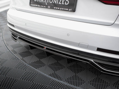 Maxton Design Central Rear Splitter (Vertical Bars) Audi A8 S-Line D5