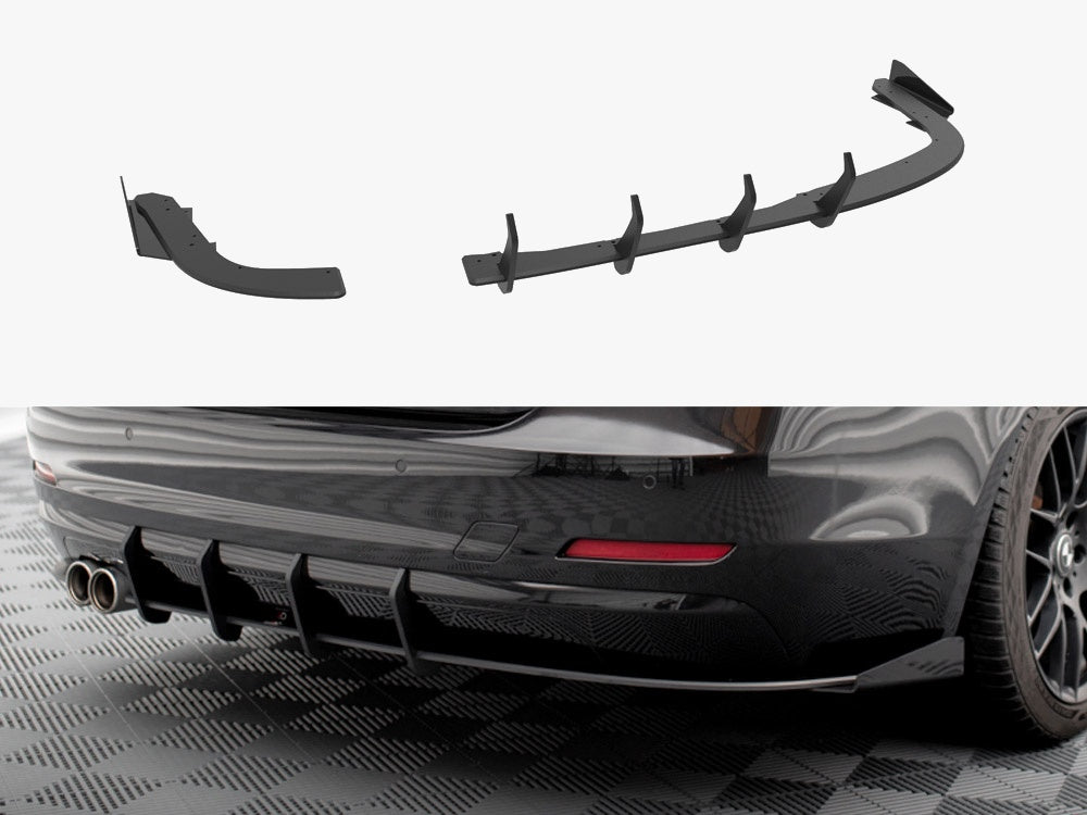 Maxton Design Street PRO Rear Diffuser + Flaps BMW 4 Gran Coupe F36 - Black-Red + Gloss Flaps