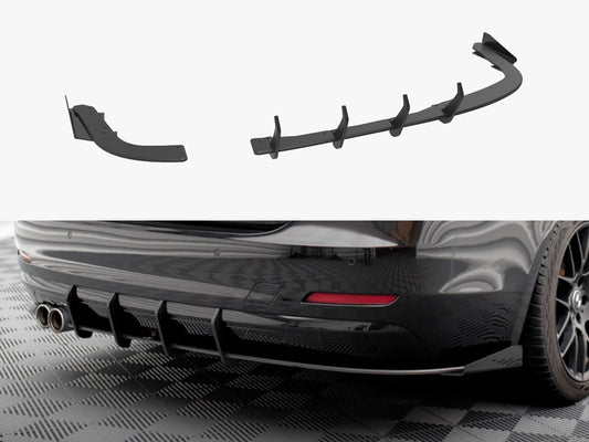 Maxton Design Street PRO Rear Diffuser + Flaps BMW 4 Gran Coupe F36 - Black-Red + Gloss Flaps