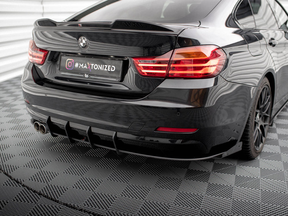 Maxton Design Street PRO Rear Diffuser + Flaps BMW 4 Gran Coupe F36 - Black-Red + Gloss Flaps
