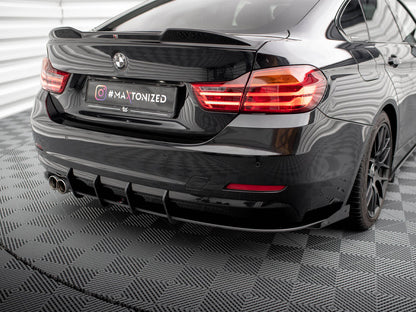 Maxton Design Street PRO Rear Diffuser + Flaps BMW 4 Gran Coupe F36 - Black-Red + Gloss Flaps