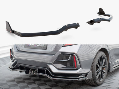 Maxton Design Rear Splitter V.1 (Vertical Bars) + Flaps Honda Civic Sport Mk10 Facelift