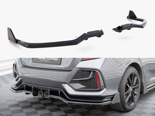 Maxton Design Rear Splitter V.1 (Vertical Bars) + Flaps Honda Civic Sport Mk10 Facelift