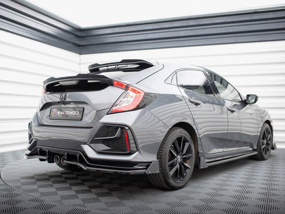 Maxton Design Rear Splitter V.1 (Vertical Bars) + Flaps Honda Civic Sport Mk10 Facelift