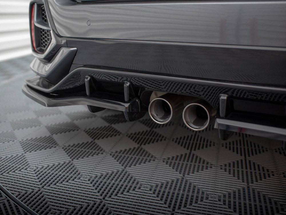 Maxton Design Rear Splitter V.1 (Vertical Bars) + Flaps Honda Civic Sport Mk10 Facelift