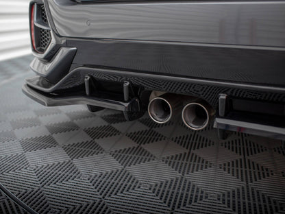 Maxton Design Rear Splitter V.1 (Vertical Bars) + Flaps Honda Civic Sport Mk10 Facelift