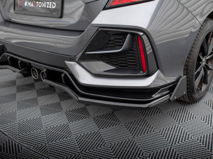 Maxton Design Rear Splitter V.1 (Vertical Bars) + Flaps Honda Civic Sport Mk10 Facelift