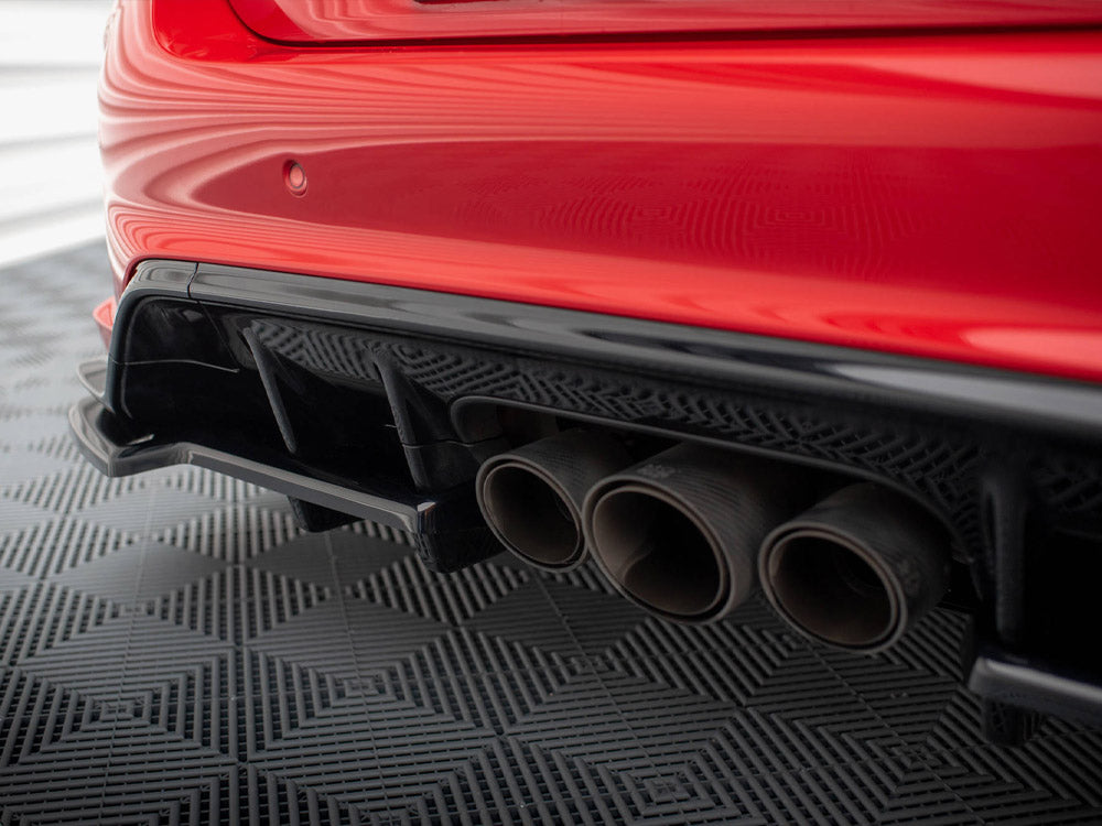 Maxton Design Central Rear Splitter (Vertical Bars) V.1 + Flaps Honda Civic Type-R Mk 11