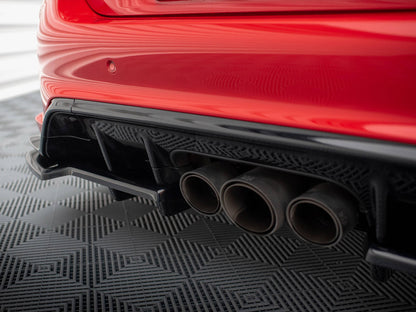 Maxton Design Central Rear Splitter (Vertical Bars) V.1 + Flaps Honda Civic Type-R Mk 11