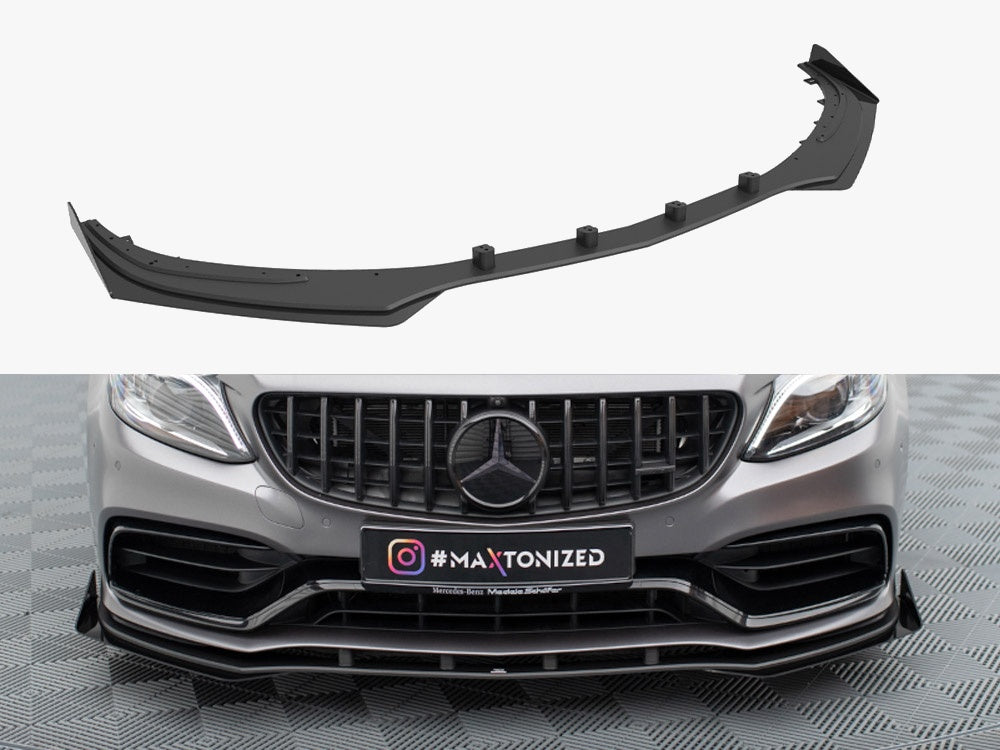 Maxton Design Street PRO Front Splitter + Flaps Mercedes-AMG C63 Sedan / Estate W205 Facelift