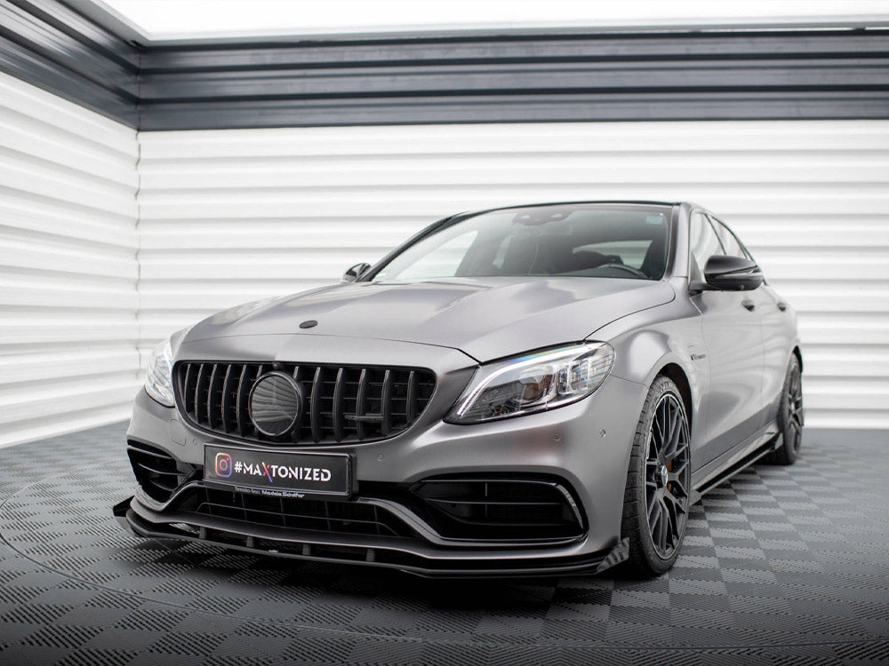 Maxton Design Street PRO Front Splitter + Flaps Mercedes-AMG C63 Sedan / Estate W205 Facelift