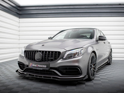 Maxton Design Street PRO Front Splitter + Flaps Mercedes-AMG C63 Sedan / Estate W205 Facelift