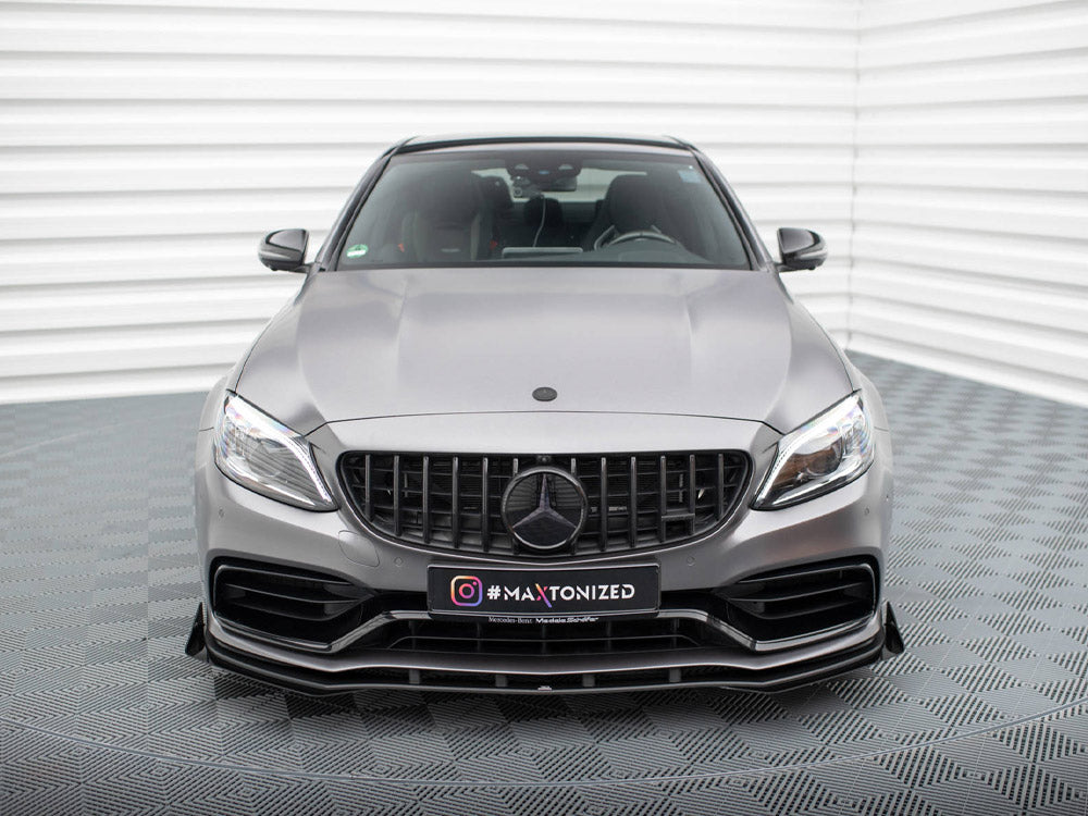 Maxton Design Street PRO Front Splitter + Flaps Mercedes-AMG C63 Sedan / Estate W205 Facelift